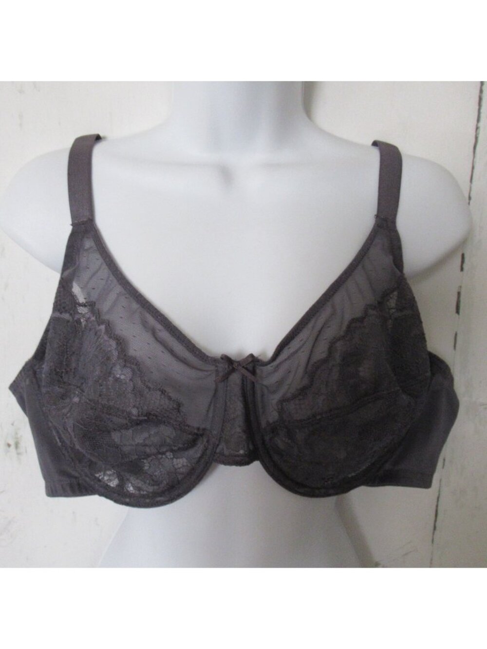 HSIA Bra 44C Gray Lace‎ Full Coverage Back Closure Underwire